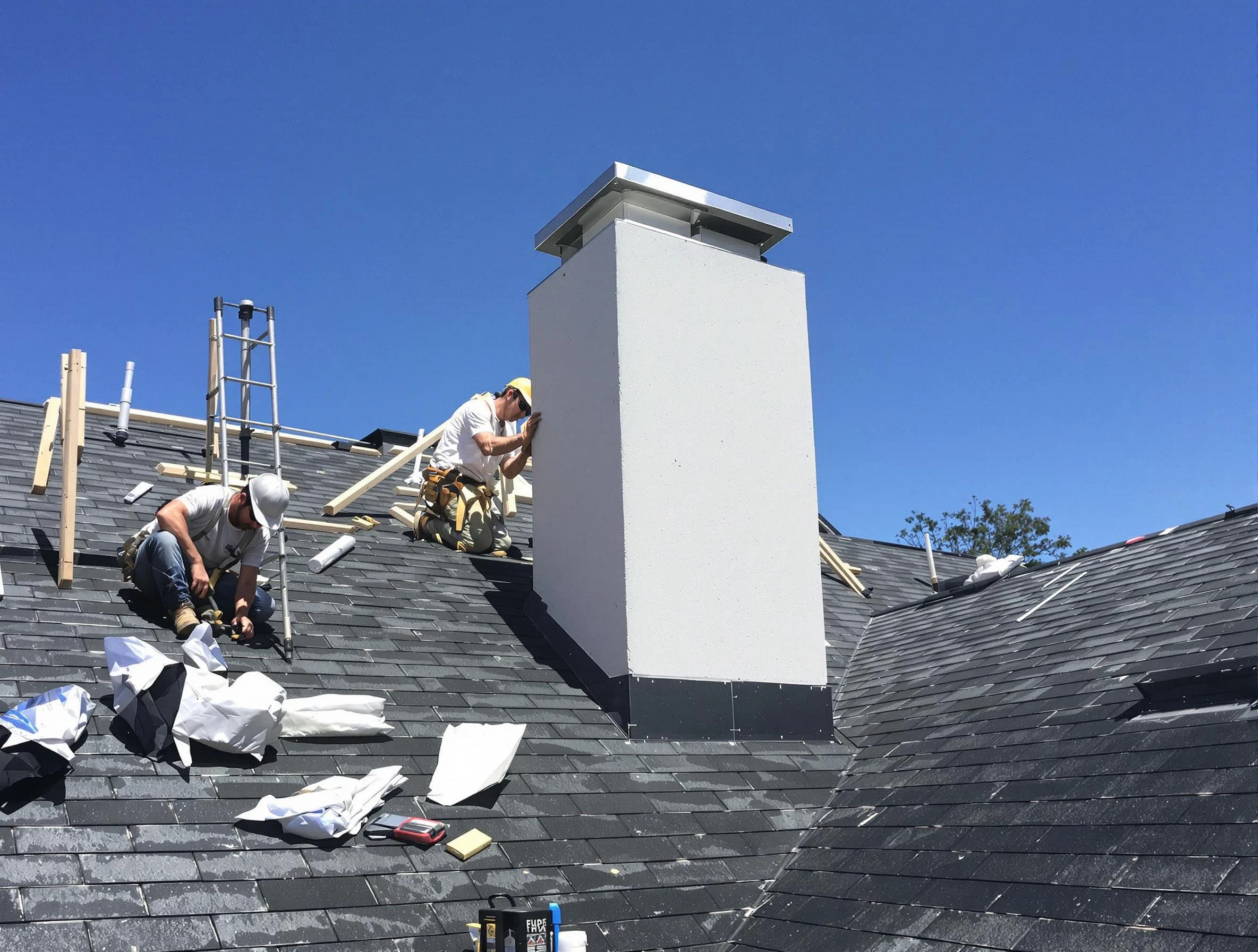 Piscataway Chimney Sweep crew installing a new chimney in Piscataway, NJ