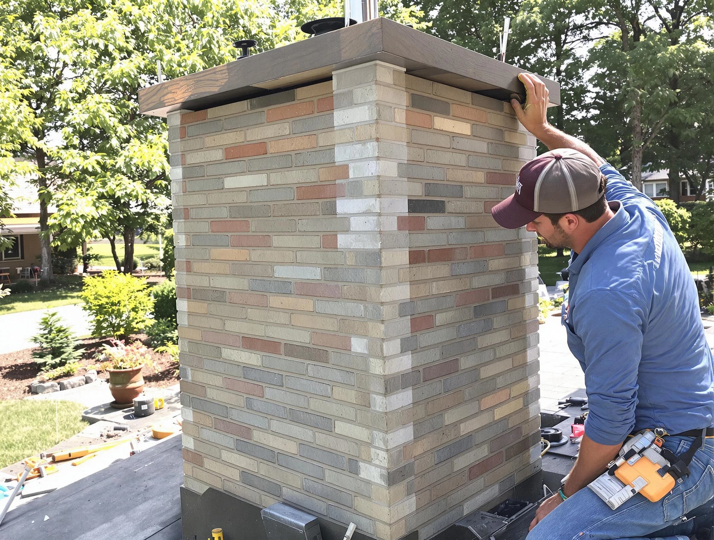 Piscataway Chimney Sweep completing a modern chimney remodel in Piscataway, NJ