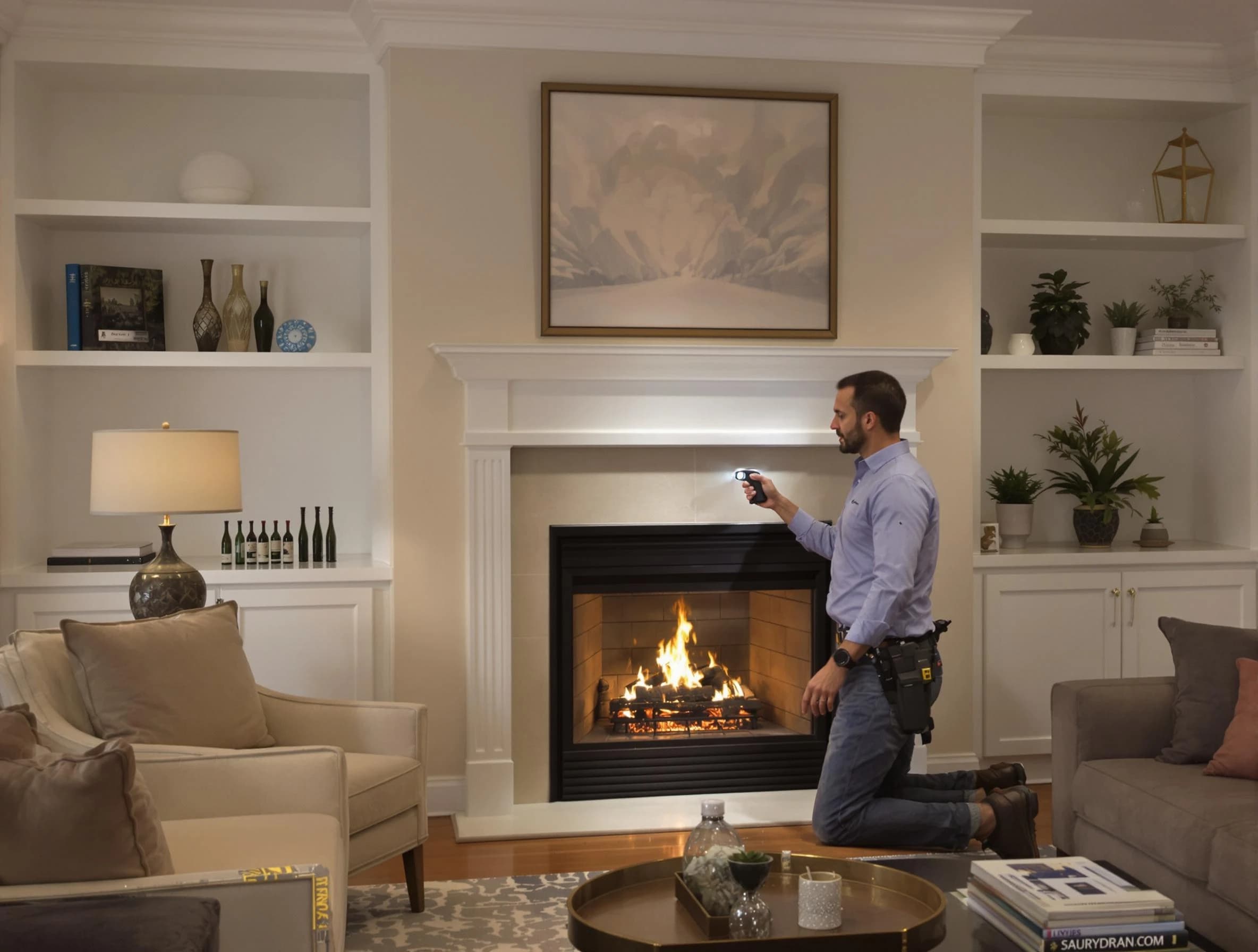 Piscataway Chimney Sweep conducting a fireplace safety inspection in Piscataway, NJ